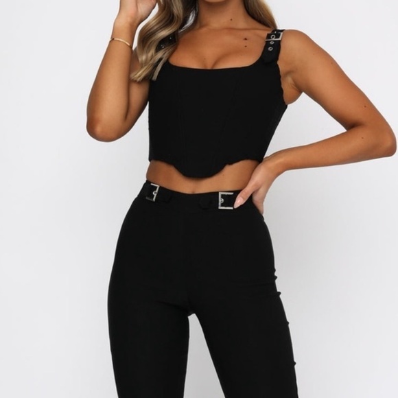 White Fox Boutique Women's Keep Me Close Black Bustier Tank Crop Top Sexy Chic S - Picture 2 of 14